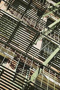 new york, united states of america; fire escape on a building