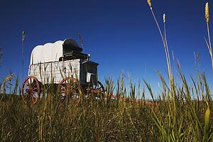 alberta, canada; a chuckwagon on the prairies