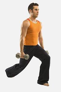 a man exercising with free weights