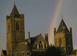 Rainbow Over Christ Church Cathedral, Dublin City, County Dublin, Ireland