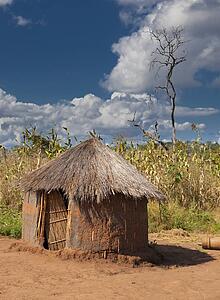 typical dwelling or house in a rural area; manica, mozambique, africa