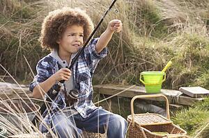 Young Boy Fishing At Seaside
