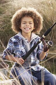 Young Boy Fishing At Seaside