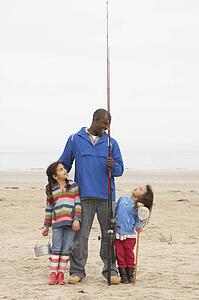 Family On Beach Fishing Trip