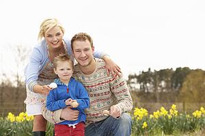 Family Having Egg And Spoon Race