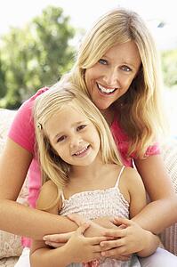 Portrait Of Mother And Daughter Relaxing On Sofa