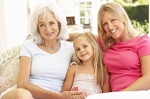 Portrait Of Grandmother, Daughter And Granddaughter Relaxing On Sofa