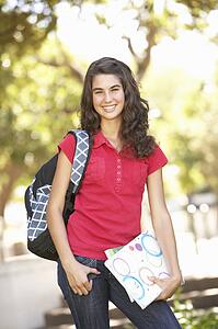 Female Teenage Student In Park