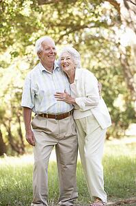 Senior Couple Walking In Park