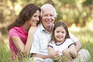 Grandfather With Daughter And Granddaughter In Park