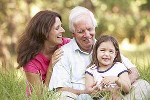 Grandfather With Daughter And Granddaughter In Park
