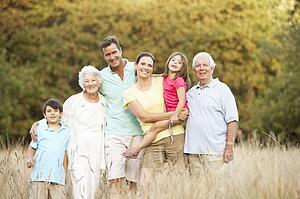 Portrait Of Extended Family Group In Park