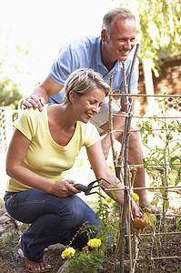 Couple Relaxing In Garden