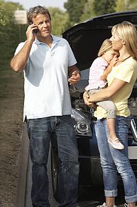 Family Broken Down On Country Road