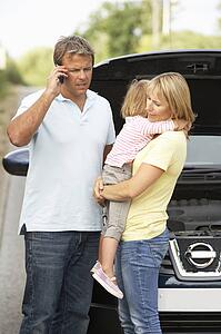Family Broken Down On Country Road