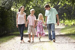 Family Walking In Countryside Together