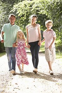 Family Walking In Countryside Together