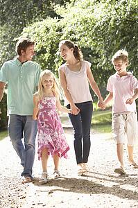 Family Walking In Countryside Together