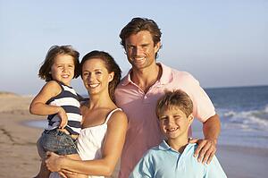 Portrait Of Family On Beach Holiday