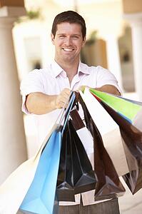 Young Man Enjoying Shopping Trip 