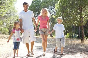 Family, parents and children, walking, walk together in park