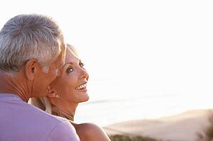 Romantic Senior Couple in love at sunset