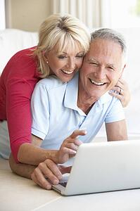 Senior couple on her laptop computer