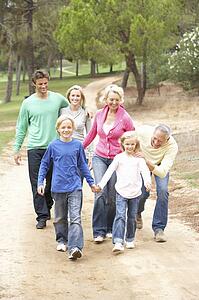 Three Generation Family enjoying walk in park