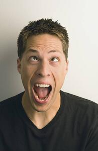 a young man making a silly face; wilmar, minnesota, united states of america