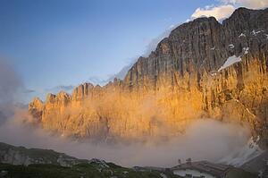 sunset on the dolomites and mount civetta; veneto, italy