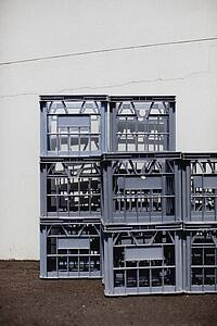 Stacked empty milk crates; Margaret River, Australia