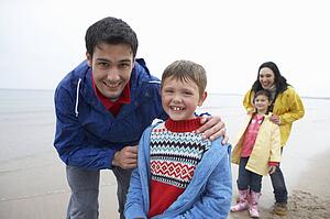 Happy family on beach