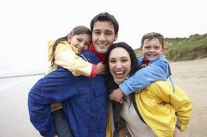Happy family on beach