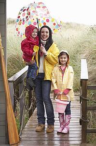 Mother with children on beach