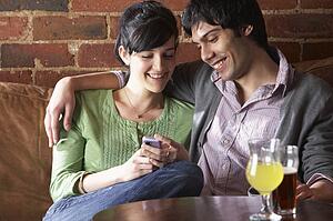 Couple in love in Cafe