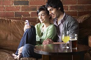Couple in love in Cafe