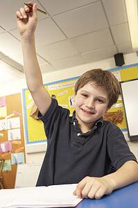 Schoolboy Answering Question In Classroom