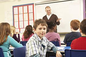 Schoolchildren Studying In Classroom With Teacher
