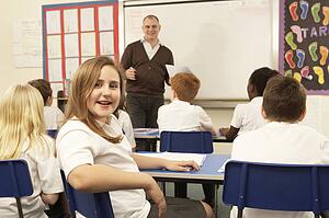Schoolchildren Studying In Classroom With Teacher