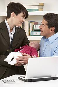Working Mother Leaving Baby With Father Who Works From Home