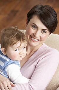 Portrait Of Mother With Baby At Home