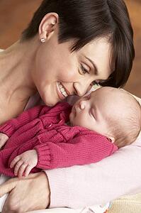 Portrait Of Mother With Newborn Baby At Home
