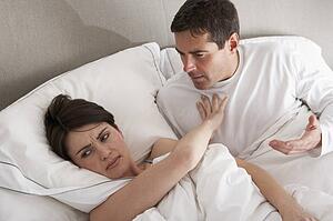 Couple With Problems Having Disagreement In Bed