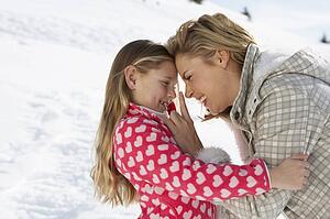 Young Mother And Daughter On Winter Vacation