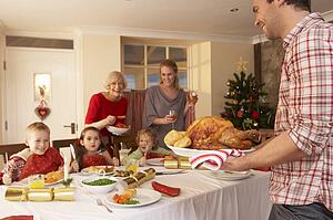 Family having Christmas dinner
