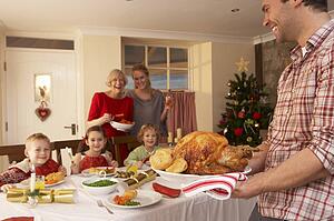 Family having Christmas dinner