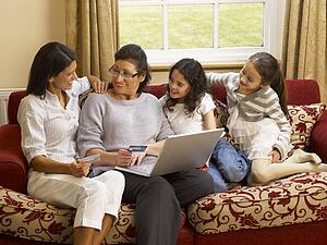 Hispanic family shopping online