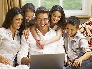 Hispanic family shopping online