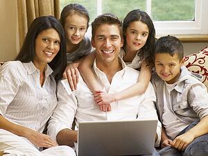 Hispanic family shopping online