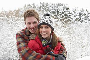 Young couple in snow
